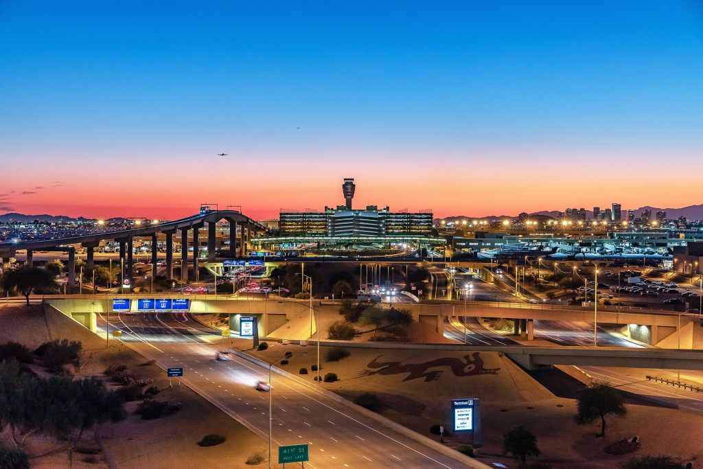 Aerial view of Sky Harbor Airport in Phoenix Arizona