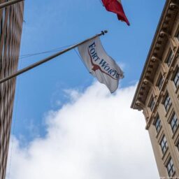 Flags on a building in Fort Worth texas