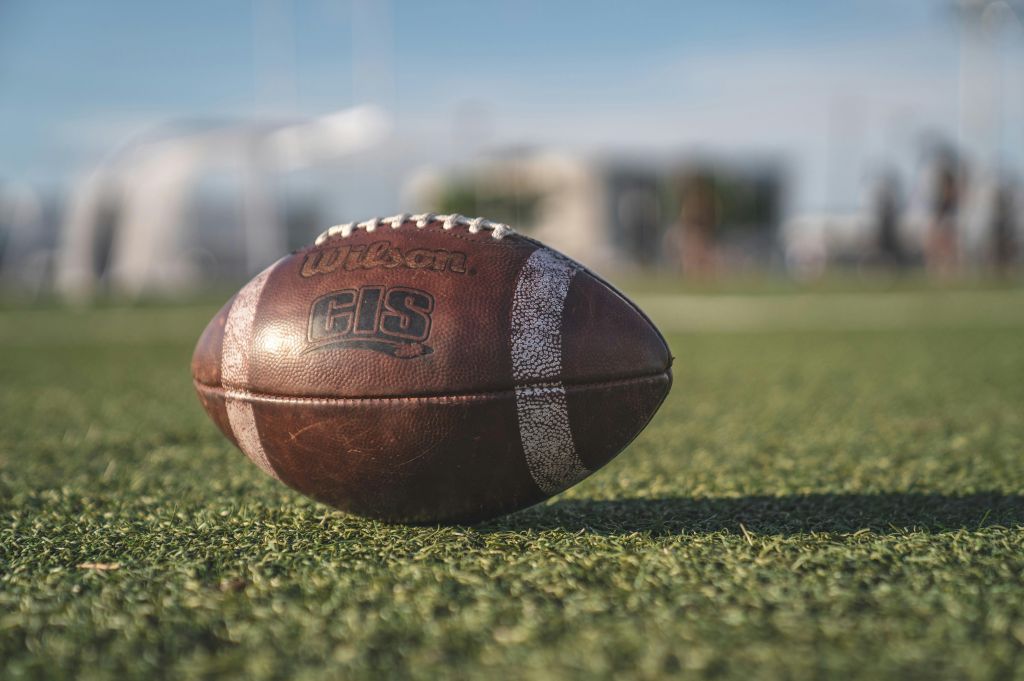 A football on a field