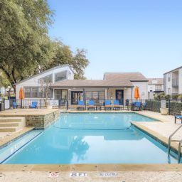 An apartment complex pool