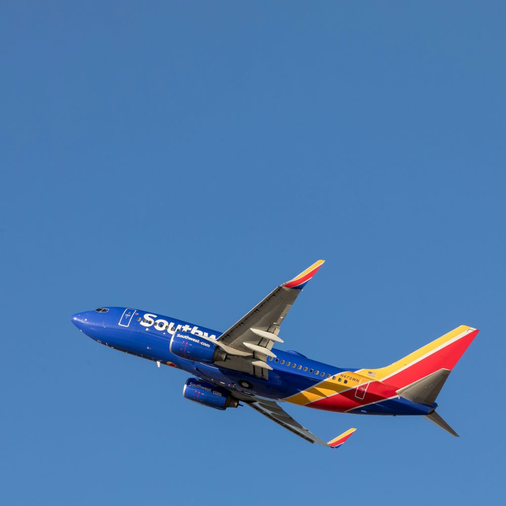 Southwest airlines plane in the sky